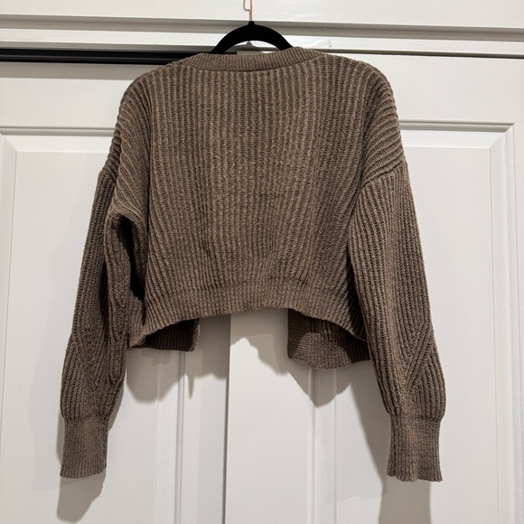 Women’s chunky knit sweater brown cardigan / size Large - Picture 7 of 7